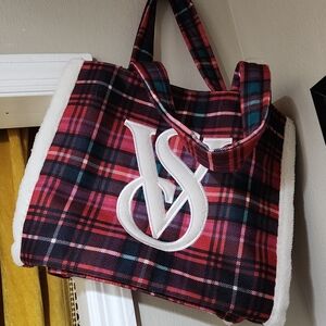 Victoria's Secret Plaid Tote Bag - Red and Black